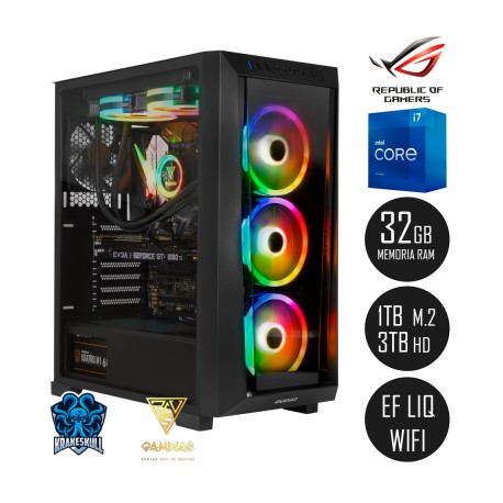 PC GAMER CORE i7-11700, 32GB RAM, 1TB M.2 + 3TB HDD, ROG Z590-E, ENFRIMIENTO LIQUIDO, FUENTE 750W 80